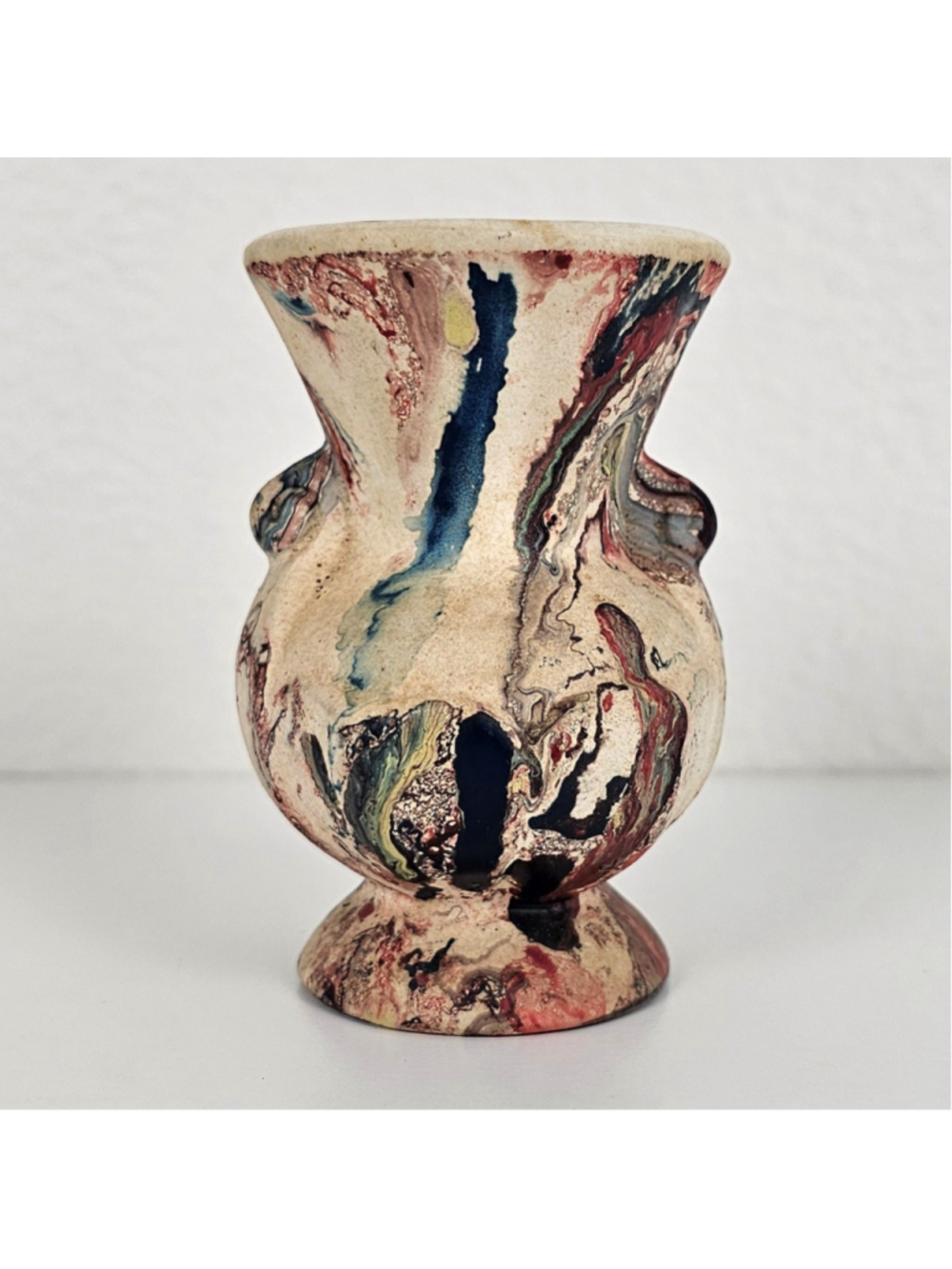 Vintage Morton Pottery End of Day Swirl Mini Urn Vase 3.25" Good Condition